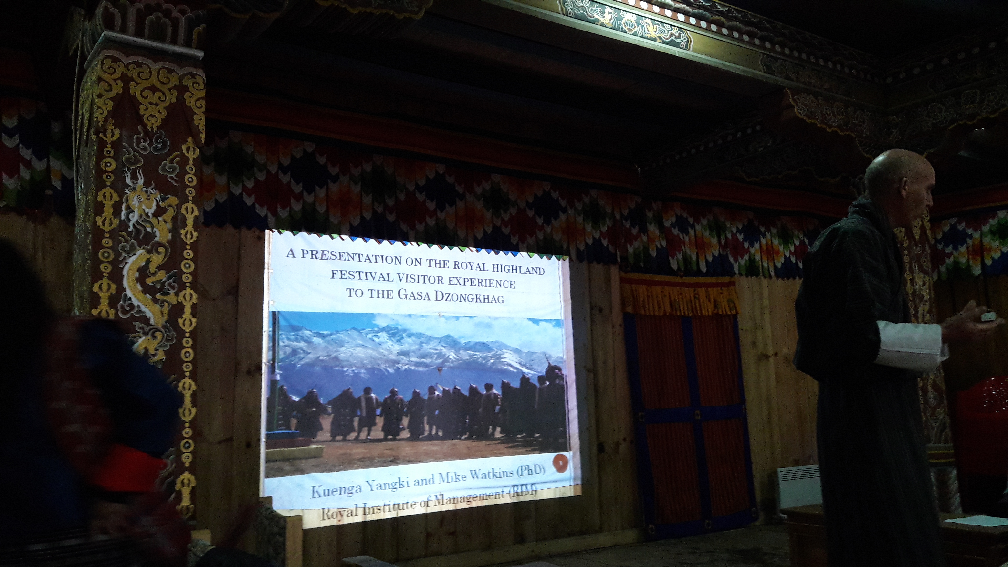 Dr. Mike Watkins and Mrs. Kuenga Yangki from the Royal Institute of Management presented their findings on visitor experience study of Royal Highland Festival 2018 to organizing committee here in the Dzongkhag.